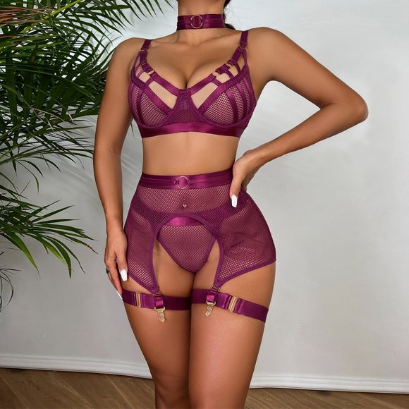 4pc. Bondage Luxury Lingerie Set - Picture 1 of 2